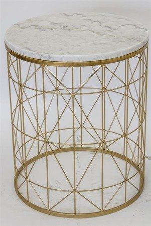 ELZEA zestaw złotych drucianych stolików z marmurowym blatem, wys. 52/45 cm