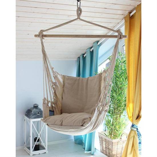 ERELIA fotel hamakowy bawełniane siedzisko kremowe, wys. 97 cm 