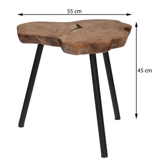 ERNEST stolik kawowy z drewna tekowego plaster drewna, wys. 45 cm