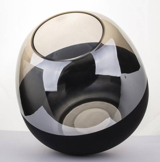 FATIN wazon srebrny z czarnym spodem, wys. 30 cm