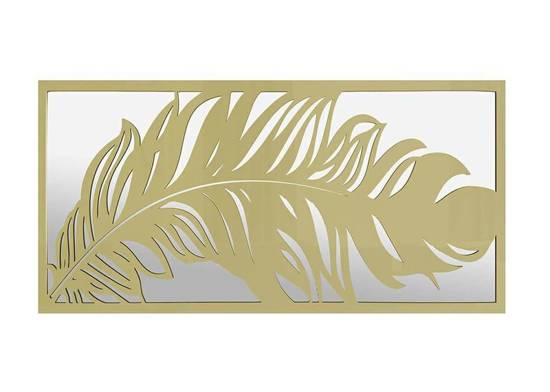 FEATHER złote lustro ścienne ażurowe z motywem pióra, 60x120 cm