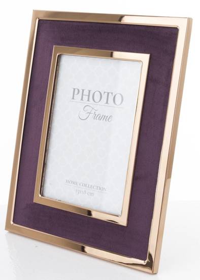 FEEL ramka na zdjęcie z burgundowej tkaniny welur w złotym obramowaniu, 27x22 cm