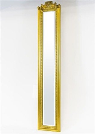 FLORA GOLD wąskie złote lustro w ramie ze zdobieniem, 120x22,5 cm