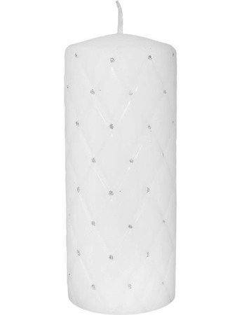 FLORENCJA świeca walec pikowana biała matowa, wys. 18 cm 