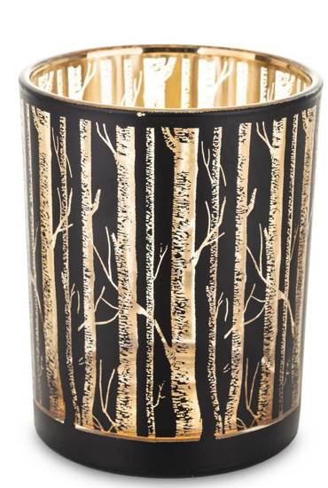 FOREST świecznik czarno-złoty z motywem lasu, wys. 13 cm