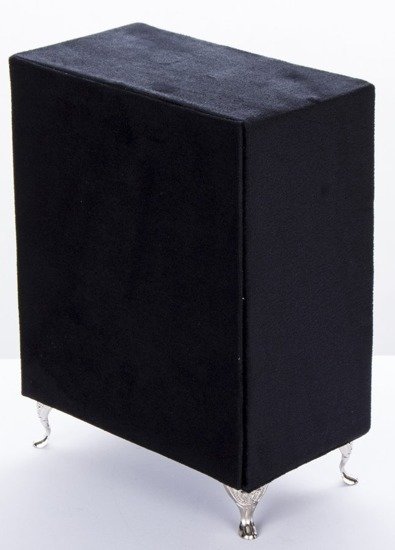 FRANCES czarna welurowa szkatułka na biżuterię w kształcie komody, wys. 20 cm
