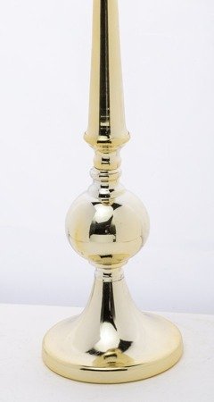 FRANCESCA świecznik wysoki złoty ze szklanym kielichem i dekoracyjną kulą na nóżce, wys. 55 cm