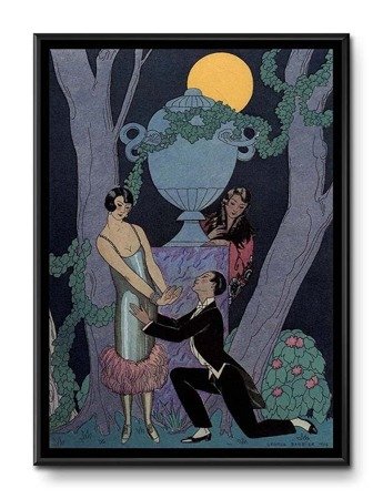 GEORGE BARBIER  obraz w czarnej ramie za szybą, 31x41 cm