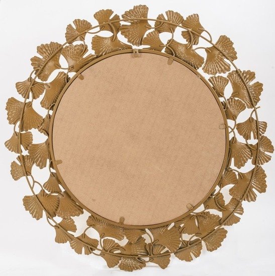GINKO lustro złote z liśćmi miłorzębu ze stali nierdzewnej, Ø 90 cm