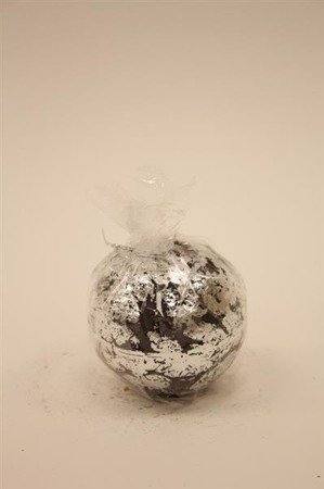 GLAMOUR świeca kula czarno-srebrna, wys. 8 cm