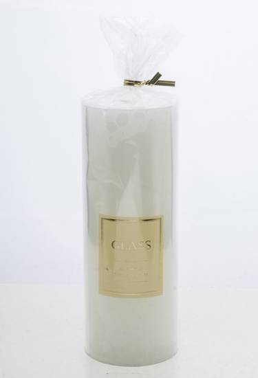 GLASS świeca walec biała o zapachu świąt, wys. 19 cm