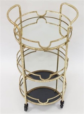 HAMPTON złoty stolik na kółkach, barek z lustrem, wys. 92 cm