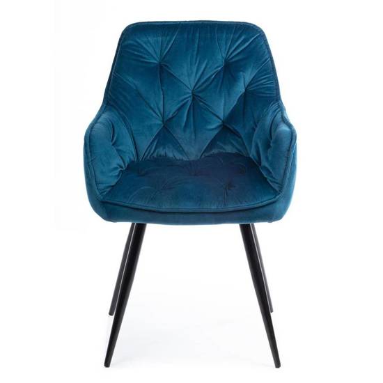 HANA krzesło tapicerowane koloru granatowego na metalowych nogach, wys. 87 cm