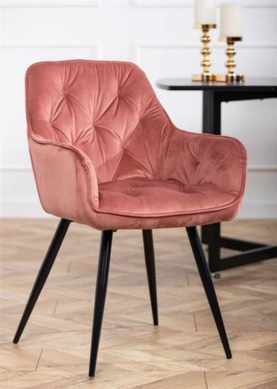 HANA krzesło tapicerowane koloru łososiowego na metalowych nogach, wys. 87 cm