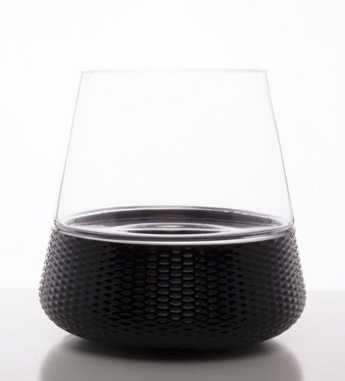 HYGIN lampion szklany z czarnym okrągłym dołem, wys. 20 cm