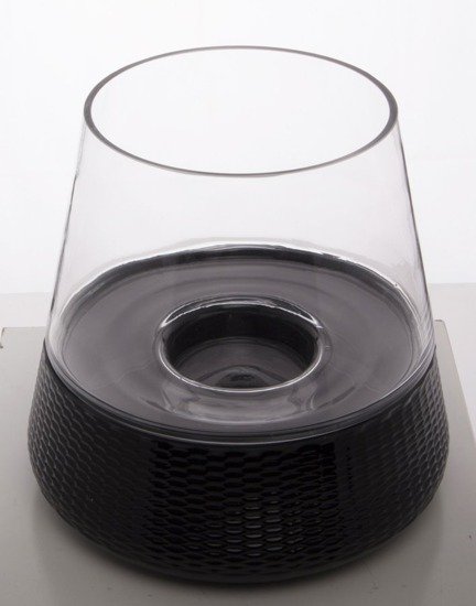 HYGIN lampion szklany z czarnym okrągłym dołem, wys. 26 cm