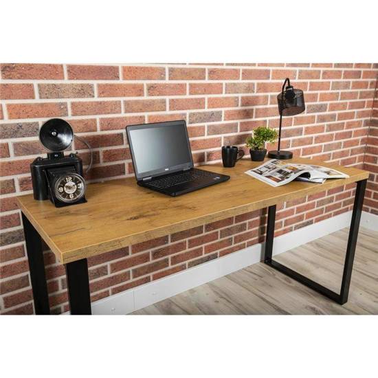INDISITE biurko drewniane na metalowym stelażu w stylu industrialnym, 160x60 cm