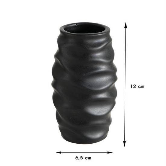 JANINA czarny wazon z kamionki w stylu nowoczesnym, wys. 12 cm