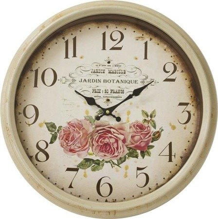 JARDIN BOTANIQUE zegar rustykalny z różami na tarczy, Ø 46 cm