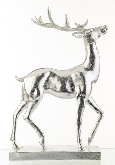 JELEŃ figurka srebrna na podstawie, 49x30x8 cm