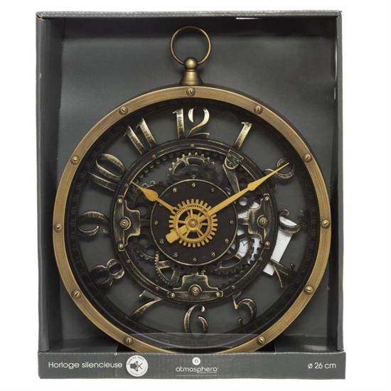 JOPA zegar ścienny w brązowej ramie styl industrialny, Ø 27 cm