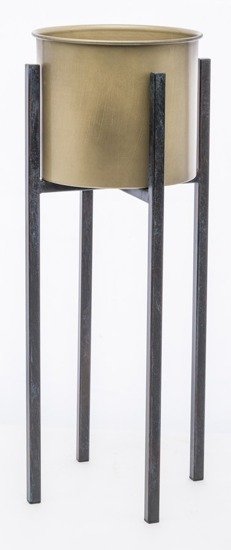 KELLY kwietnik złoty na czarnym metalowym stojaku, wys. 51 cm