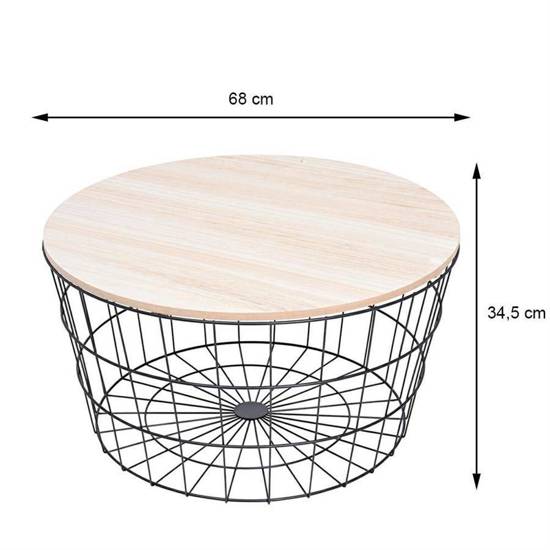 KEMILIA stolik kawowy na drucianej podstawie z możliwością przechowywania, 35x68 cm