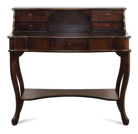 KENNY biurko stylowe z szufladami na giętych nogach, ciemny brąz, 101x108x52 cm