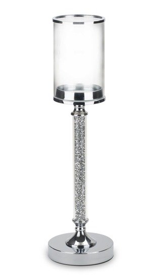 KRISTALL świecznik srebrny z kryształową nóżką, wys. 48 cm