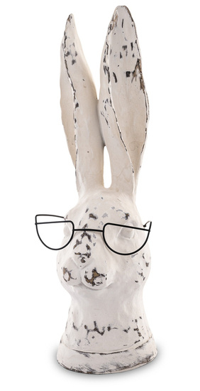 KRÓLIK W OKULARACH figurka wielkanocna szara z przetarciami, wys. 34 cm