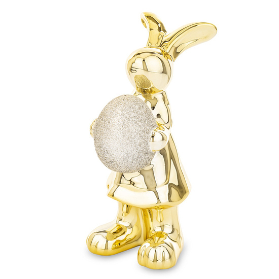 KRÓLIK Z JAJKIEM figurka wielkanocna złota z dolomitu, wys. 19 cm