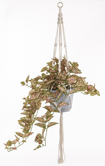 KWIAT I MAKRAMA roślina dekoracyjna w wiszącym kwietniku typu makrama, wys. 100 cm