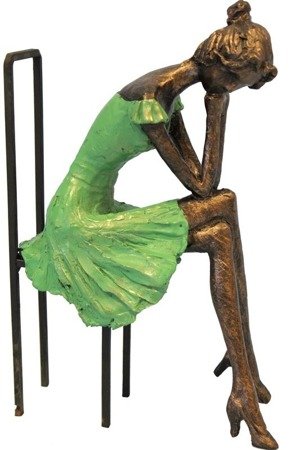 LADY - SIEDZĄCA KOBIETA W ZIELONEJ SUKIENCE figurka, wys. 28 cm