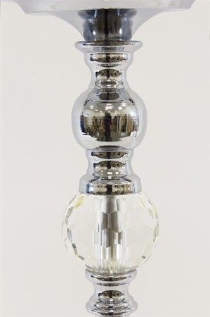 LALO świecznik srebrny z kloszem i kryształową kulą na stojaku, wys. 67 cm