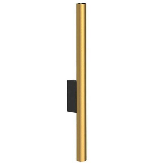 LASSE kinkiet złota wąska podłużna tuba na czarnym mocowaniu, wys. 40 cm