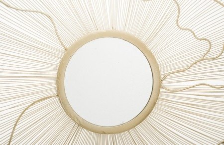 LEKKI KWIAT lustro dekoracyjne złote z drucianymi elementami, 80x77 cm