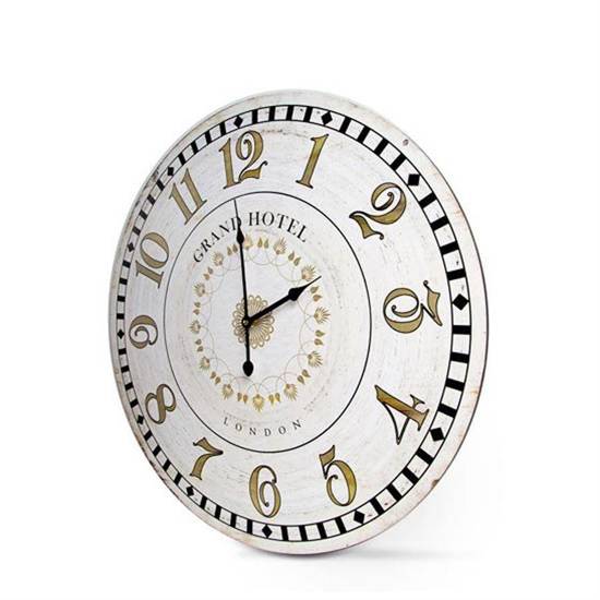 LENA zegar ścienny postarzany kremowy w stylu retro, Ø 60 cm