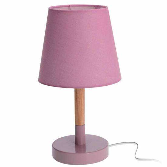 LEVINE lampka stojąca na metalowej podstawie z różowym abażurem, 30x17x17 cm