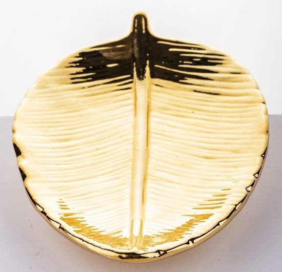 LISTEK patera dekoracyjna złota,  3x23x14 cm
