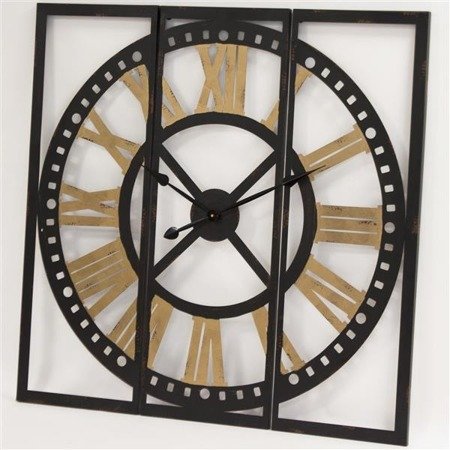 LOFT zegar w stylu industrialnym trzyczęściowy kwadrat, 99x99 cm