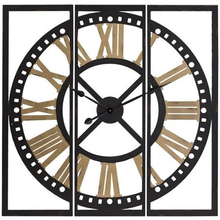 LOFT zegar w stylu industrialnym trzyczęściowy kwadrat, 99x99 cm