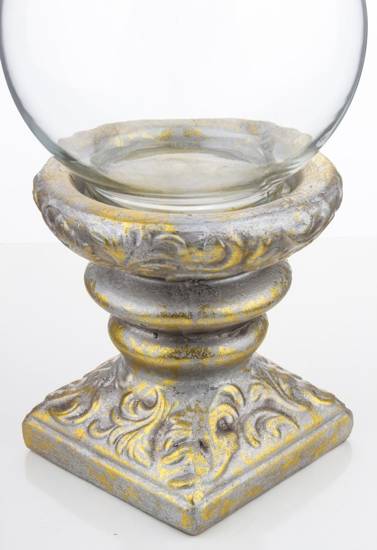 LORD świecznik szklany ze złotą, ceramiczną podstawką, wys. 38 cm