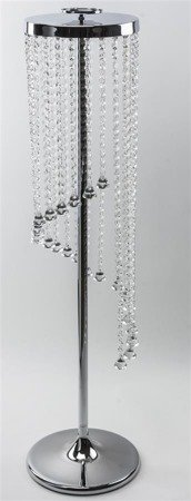 LOVE wysoki świecznik metalowy srebrny z kryształkami na łańcuchu, dekoracja ślub, wys. 118 cm