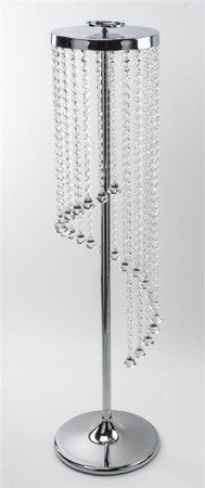 LOVE wysoki świecznik metalowy srebrny z kryształkami na łańcuchu, dekoracja ślub, wys. 118 cm