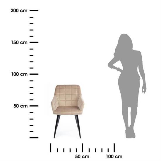 LUNA tapicerowane krzesło jasny beż na czarnych nogach, wys. 84 cm
