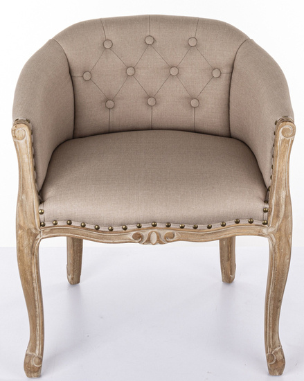 MADELAINE krzesło drewniane tapicerowane kremowe, prowansalskie / rustykalne, pikowane oparcie