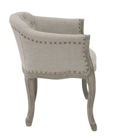 MADELAINE krzesło drewniane tapicerowane szare, prowansalskie / rustykalne, pikowane oparcie