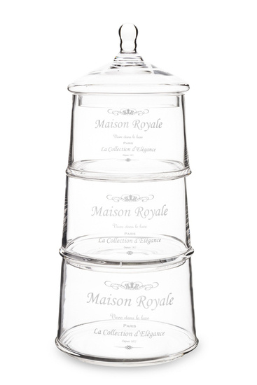 MAISON ROYALE komplet trzech pojemników szklanych, wys. 42 cm