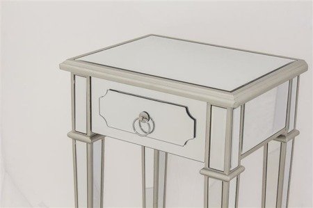 MELANIA szafka / stolik lustrzany wysoki z szufladką, kołatka, wys. 67 cm