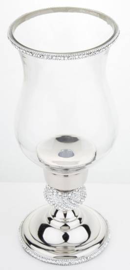 MERVE świecznik szklany na metalowej nóżce, wys. 33 cm